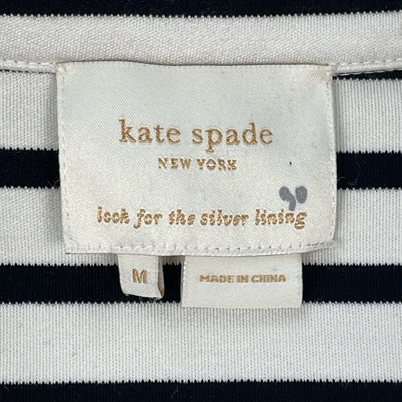 Kate Spade Nautical Striped Bow Jacket Crop Double Breasted Black White Sz M - Picture 10 of 12